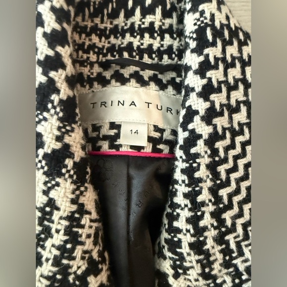 Trina Turk Houndstooth Wool Blend Coat Size 14 - Picture 4 of 7